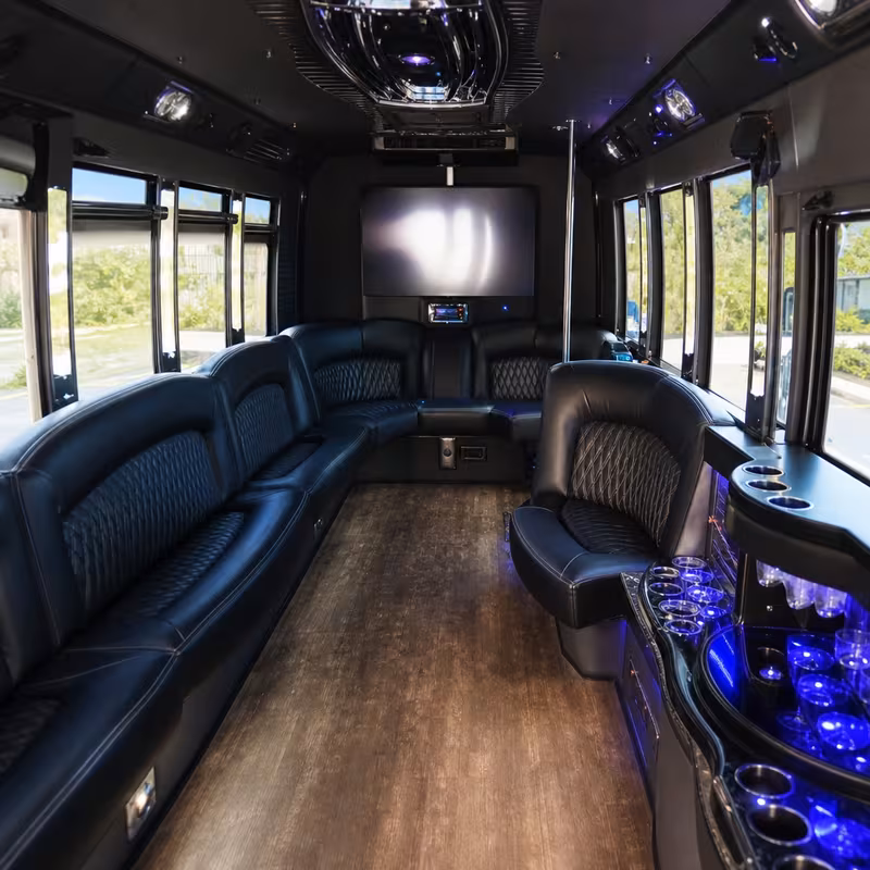 Passenger watching the Glendale scenery during a regional party bus road trip