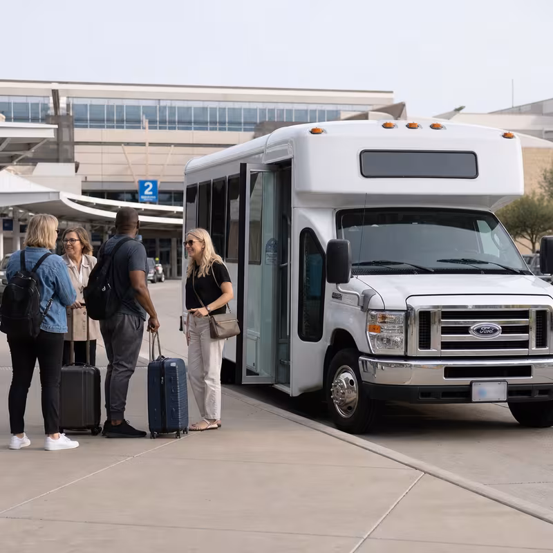 Black Mercedes Sprinter van staged for an Glendale Airport Transportation group