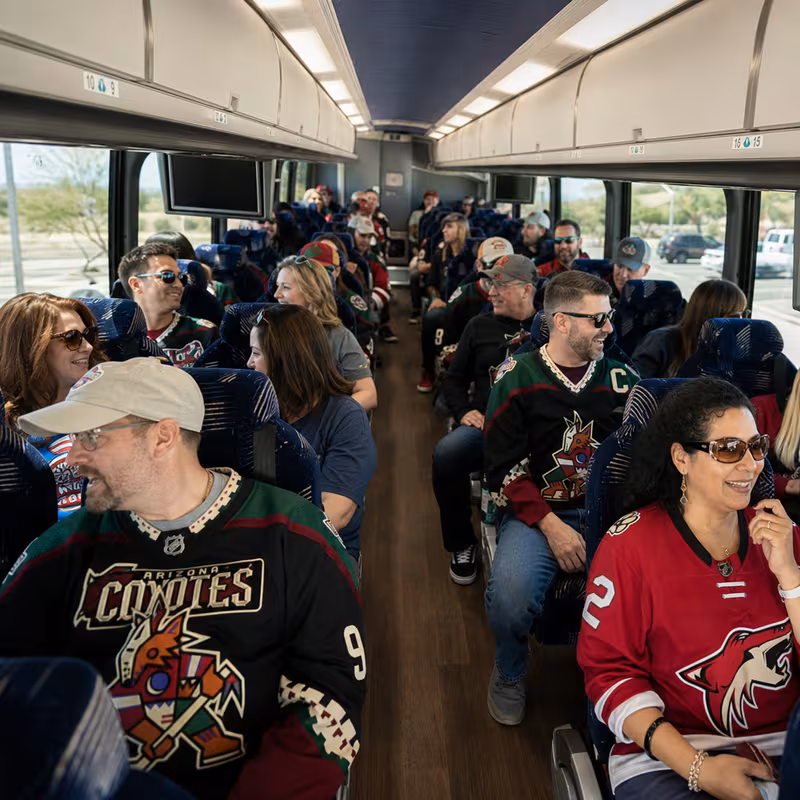 Passenger seating aboard a Glendale party bus rental