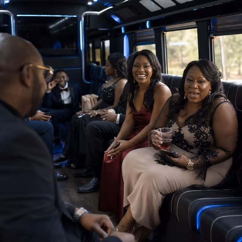 Black Mercedes Sprinter van staged for an Glendale Private Event Transportation group